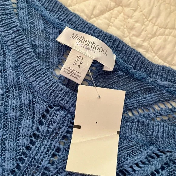 NWT Motherhood Blue Open-Weave Knit Sweater - Picture 3 of 9